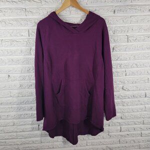 B Active 26/28 Plus Hoodie Sweatshirt Purple Cotton Blend Pocket Pullover SWE98E